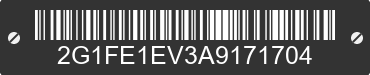 2010 CHEVROLET Camaro 2G1FE1EV3A9171704 VIN decoded
