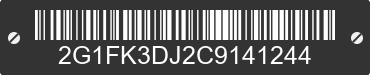 2012 CHEVROLET Camaro 2G1FK3DJ2C9141244 VIN decoded