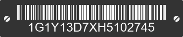 2017 CHEVROLET Corvette 1G1Y13D7XH5102745 VIN decoded