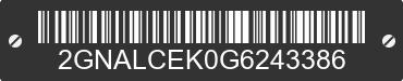 2016 CHEVROLET Equinox 2GNALCEK0G6243386 VIN decoded