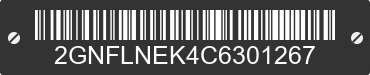 2012 CHEVROLET Equinox 2GNFLNEK4C6301267 VIN decoded