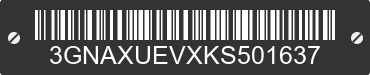 2019 CHEVROLET Equinox 3GNAXUEVXKS501637 VIN decoded