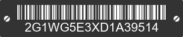2013 CHEVROLET Impala 2G1WG5E3XD1A39514 VIN decoded