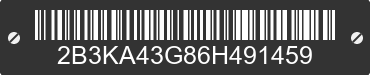 2006 DODGE Charger 2B3KA43G86H491459 VIN decoded