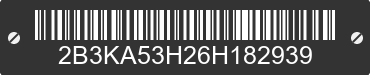 2006 DODGE Charger 2B3KA53H26H182939 VIN decoded