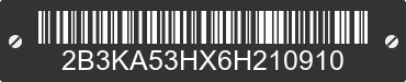 2006 DODGE Charger 2B3KA53HX6H210910 VIN decoded