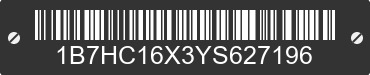 2000 DODGE Ram 1B7HC16X3YS627196 VIN decoded
