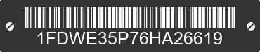 2006 FORD E-350 1FDWE35P76HA26619 VIN decoded