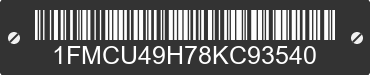 2008 FORD Escape 1FMCU49H78KC93540 VIN decoded
