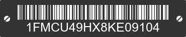 2008 FORD Escape 1FMCU49HX8KE09104 VIN decoded