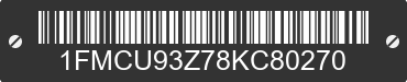 2008 FORD Escape 1FMCU93Z78KC80270 VIN decoded