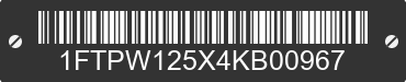 2004 FORD F-150 1FTPW125X4KB00967 VIN decoded