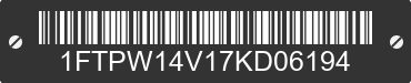 2007 FORD F-150 1FTPW14V17KD06194 VIN decoded