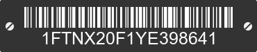 2000 FORD F-250 1FTNX20F1YE398641 VIN decoded