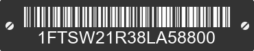 2008 FORD F-250 1FTSW21R38LA58800 VIN decoded