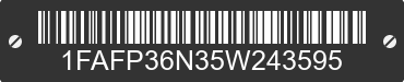 2005 FORD Focus 1FAFP36N35W243595 VIN decoded