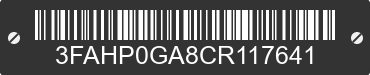 2012 FORD Fusion 3FAHP0GA8CR117641 VIN decoded