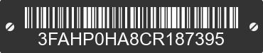 2012 FORD Fusion 3FAHP0HA8CR187395 VIN decoded