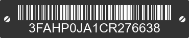 2012 FORD Fusion 3FAHP0JA1CR276638 VIN decoded