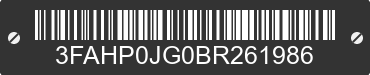 2011 FORD Fusion 3FAHP0JG0BR261986 VIN decoded