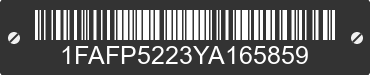 2000 FORD Taurus 1FAFP5223YA165859 VIN decoded