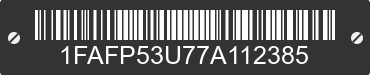 2007 FORD Taurus 1FAFP53U77A112385 VIN decoded
