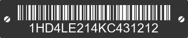 2019 HARLEY DAVIDSON XL883N/IRON 883 1HD4LE214KC431212 VIN decoded