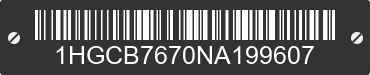 1992 HONDA Accord 1HGCB7670NA199607 VIN decoded