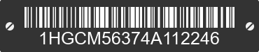 2004 HONDA Accord 1HGCM56374A112246 VIN decoded
