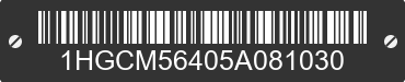 2005 HONDA Accord 1HGCM56405A081030 VIN decoded
