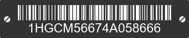 2004 HONDA Accord 1HGCM56674A058666 VIN decoded