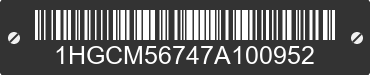 2007 HONDA Accord 1HGCM56747A100952 VIN decoded