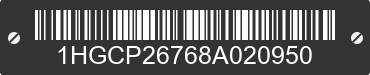 2008 HONDA Accord 1HGCP26768A020950 VIN decoded