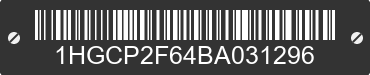 2011 HONDA Accord 1HGCP2F64BA031296 VIN decoded