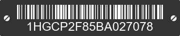2011 HONDA Accord 1HGCP2F85BA027078 VIN decoded
