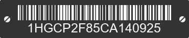 2012 HONDA Accord 1HGCP2F85CA140925 VIN decoded