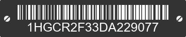 2013 HONDA Accord 1HGCR2F33DA229077 VIN decoded