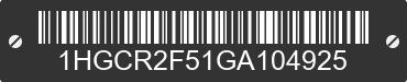 2016 HONDA Accord 1HGCR2F51GA104925 VIN decoded