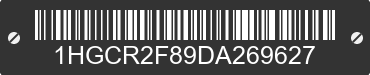 2013 HONDA Accord 1HGCR2F89DA269627 VIN decoded