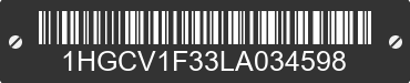 2020 HONDA Accord 1HGCV1F33LA034598 VIN decoded
