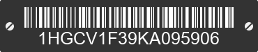 2019 HONDA Accord 1HGCV1F39KA095906 VIN decoded