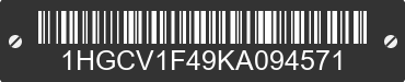 2019 HONDA Accord 1HGCV1F49KA094571 VIN decoded