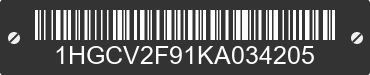 2019 HONDA Accord 1HGCV2F91KA034205 VIN decoded