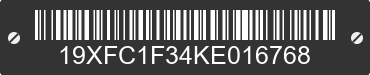 2019 HONDA Civic 19XFC1F34KE016768 VIN decoded