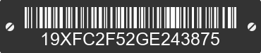2016 HONDA Civic 19XFC2F52GE243875 VIN decoded