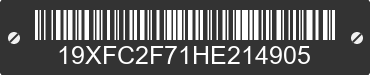 2017 HONDA Civic 19XFC2F71HE214905 VIN decoded