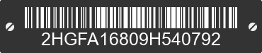 2009 HONDA Civic 2HGFA16809H540792 VIN decoded