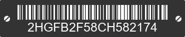 2012 HONDA Civic 2HGFB2F58CH582174 VIN decoded