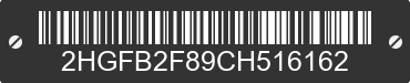 2012 HONDA Civic 2HGFB2F89CH516162 VIN decoded