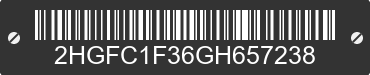 2016 HONDA Civic 2HGFC1F36GH657238 VIN decoded